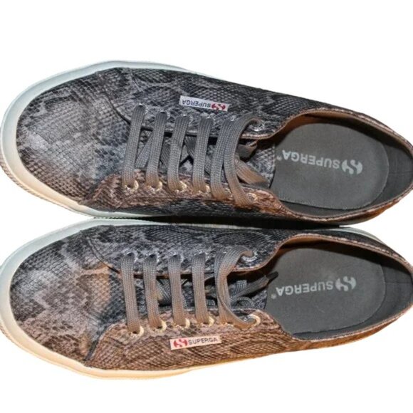 Superga Fantasia Grey Snake Print Womens Sneakers 8.5 New - Picture 2 of 11